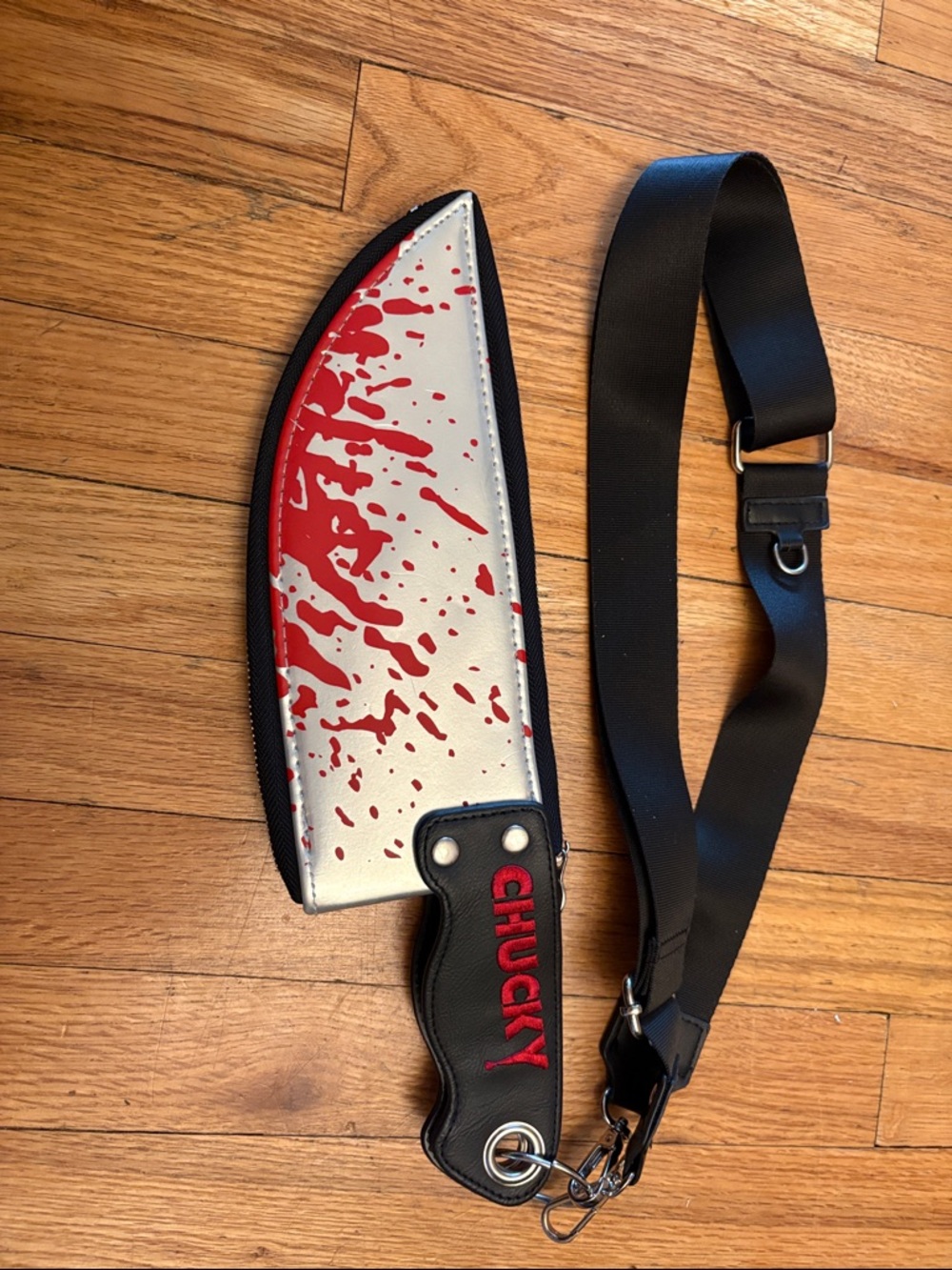 Chucky Red, silver & Black Novelty Knife Bag